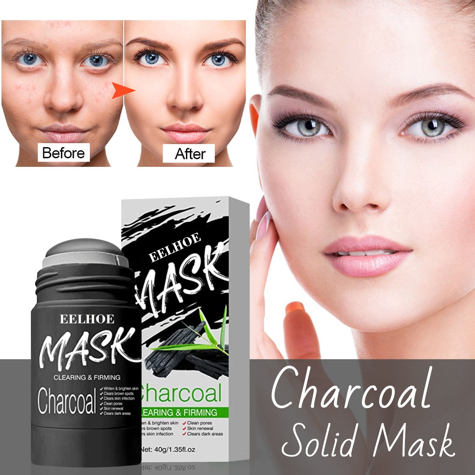 Green Tea Mask Clay Stick Face Mask Skin Care Poreless Deep